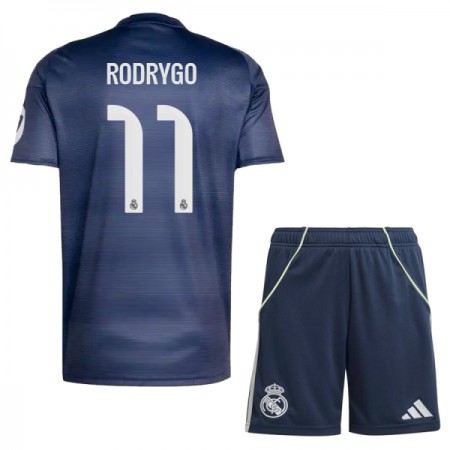 Fotbalový Komplet Real Madrid Rodrygo 11 Dětské Venkovní 2025-26 Krátký Rukáv (+ trenýrky)